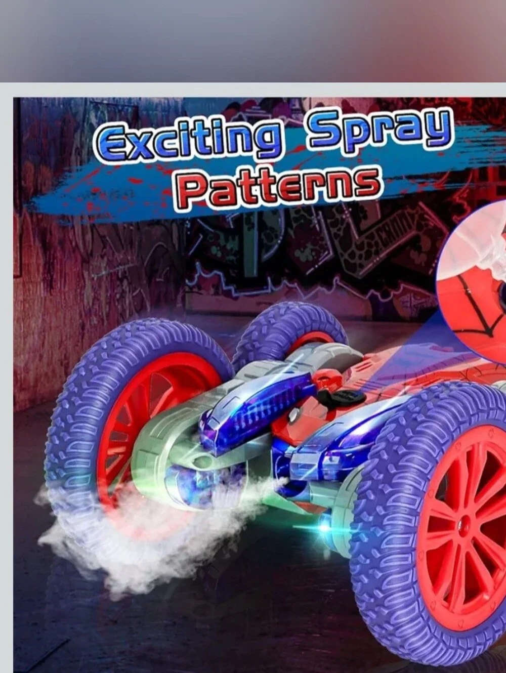 Spider RC Stunt Car - 360° Rotating 4WD Remote Control Toy with Lights & Spray,